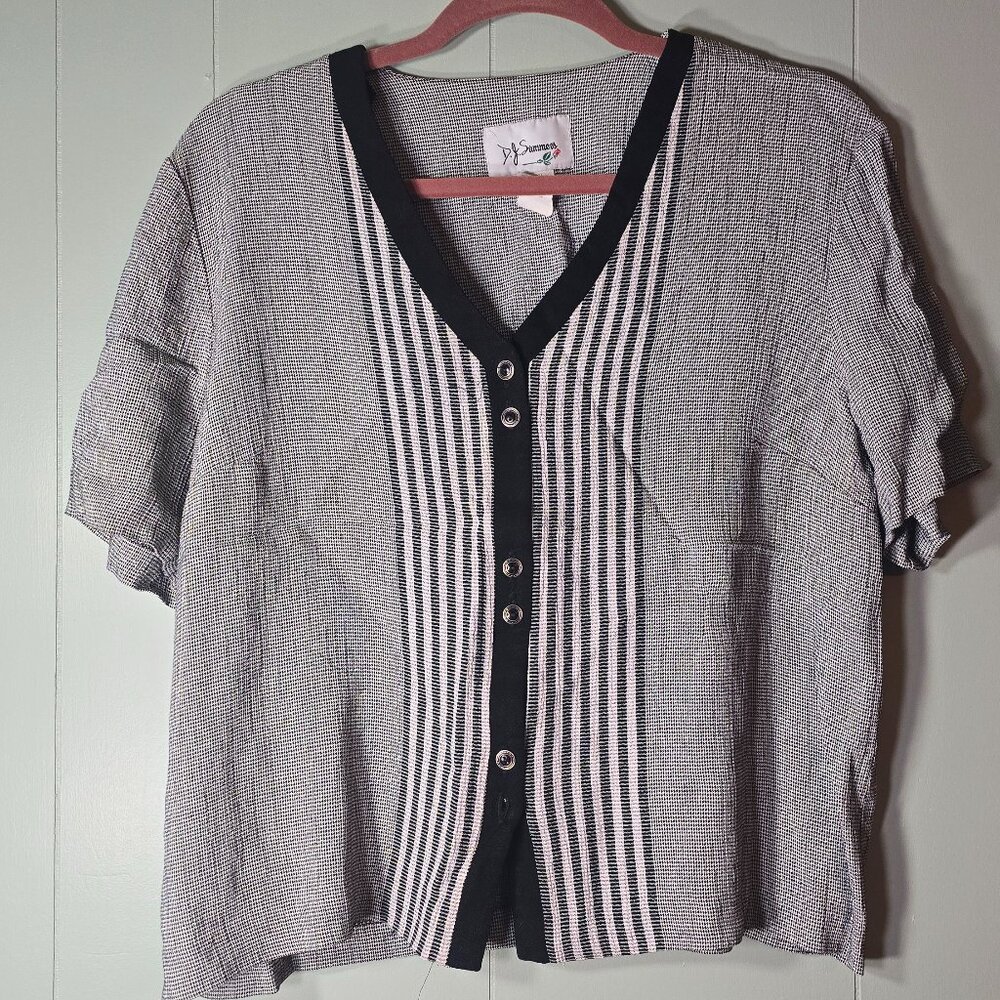 VINTAGE: D.J. Summers black & white button up top